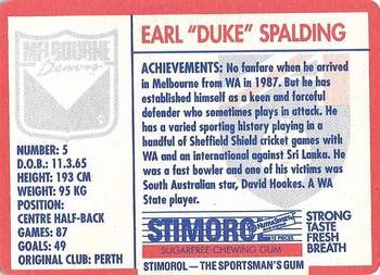 1991 Scanlens Stimorol #40 Earl Spalding Back